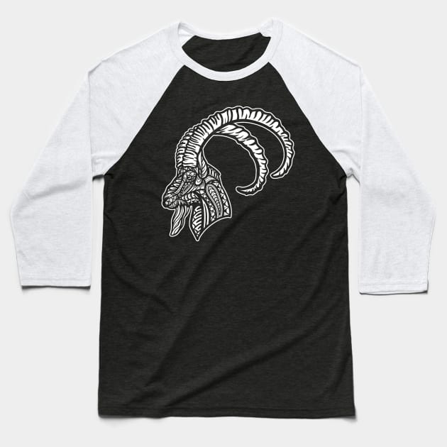 Ibex Goat Tribal Baseball T-Shirt by Barabarbar artwork